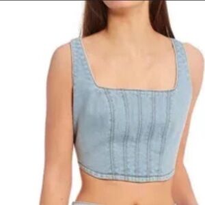 Gianni Bini Light Blue Denim Crop Top